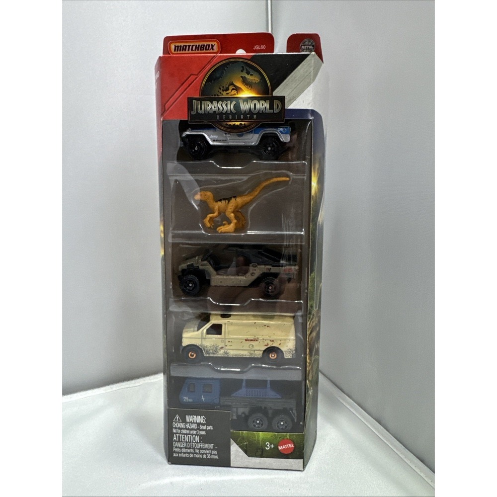 Matchbox Jurassic World Rebirth 5-Pack Jeep Velociraptor Ingen Truck NEW 2025